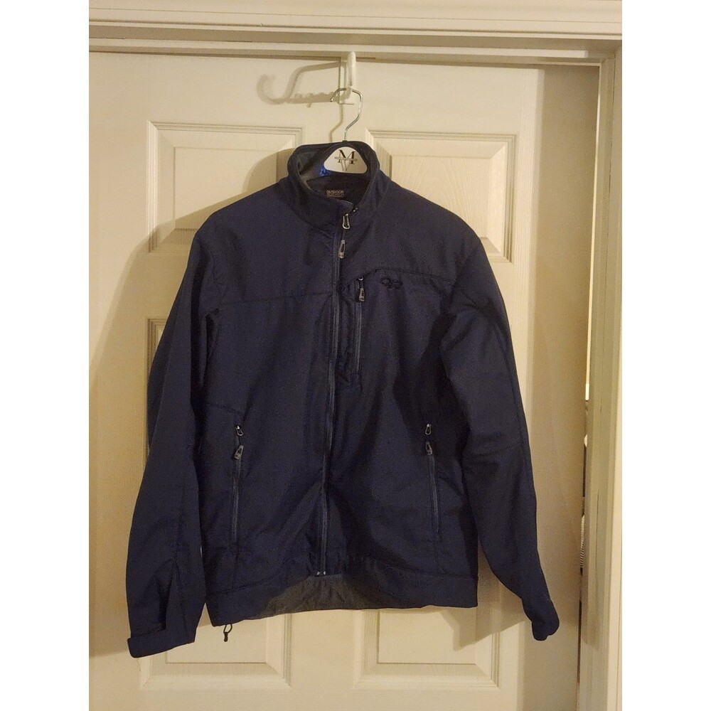 Outdoor Research Men Size Medium softshell Full Zip navy blue color Jacket